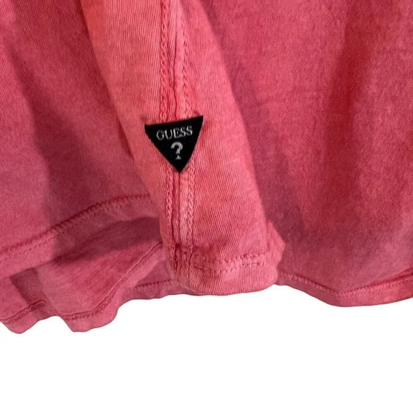 Guess Women’s Light Pink V Neck T Shirt Plus Size XXL Basic Plain Short Sleeves - Picture 3 of 6